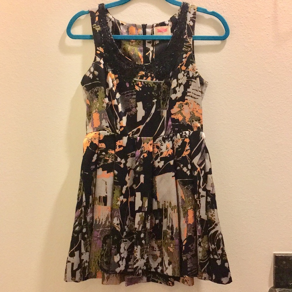 Printed fit and flare dress